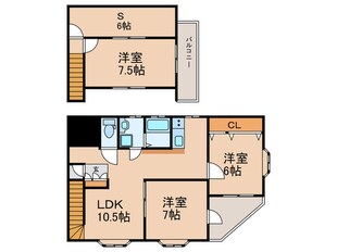 深江北2丁目貸家の物件間取画像